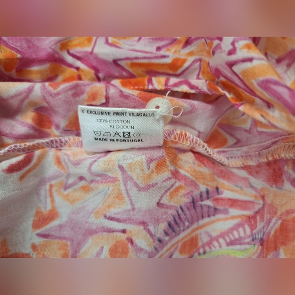 Vilagallo Women's Short Dress with Pineapple Print 100% Cotton Size 42(L) - Picture 10 of 16